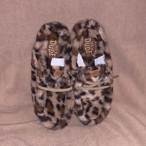 Hey Dude Leopard Print Slippers